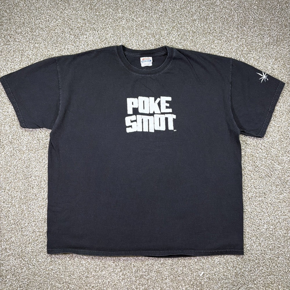 Vintage Poke Smot Tm Marijuana Tee Size XL 90s Black Tee  4:20 Cannabis